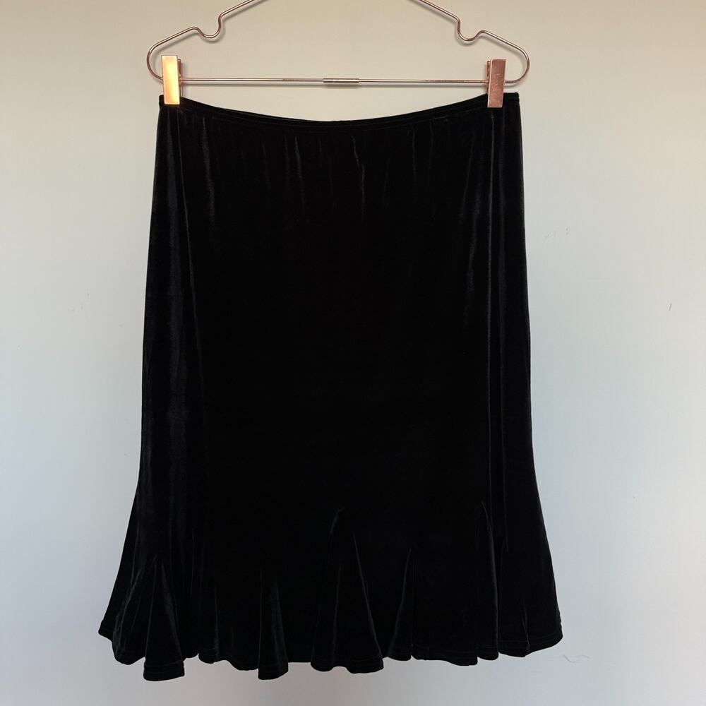 Dressbarn Women Skirt Large Black Midi Velvet Whimsigoth Grunge Fairy Old Money - Picture 2 of 5